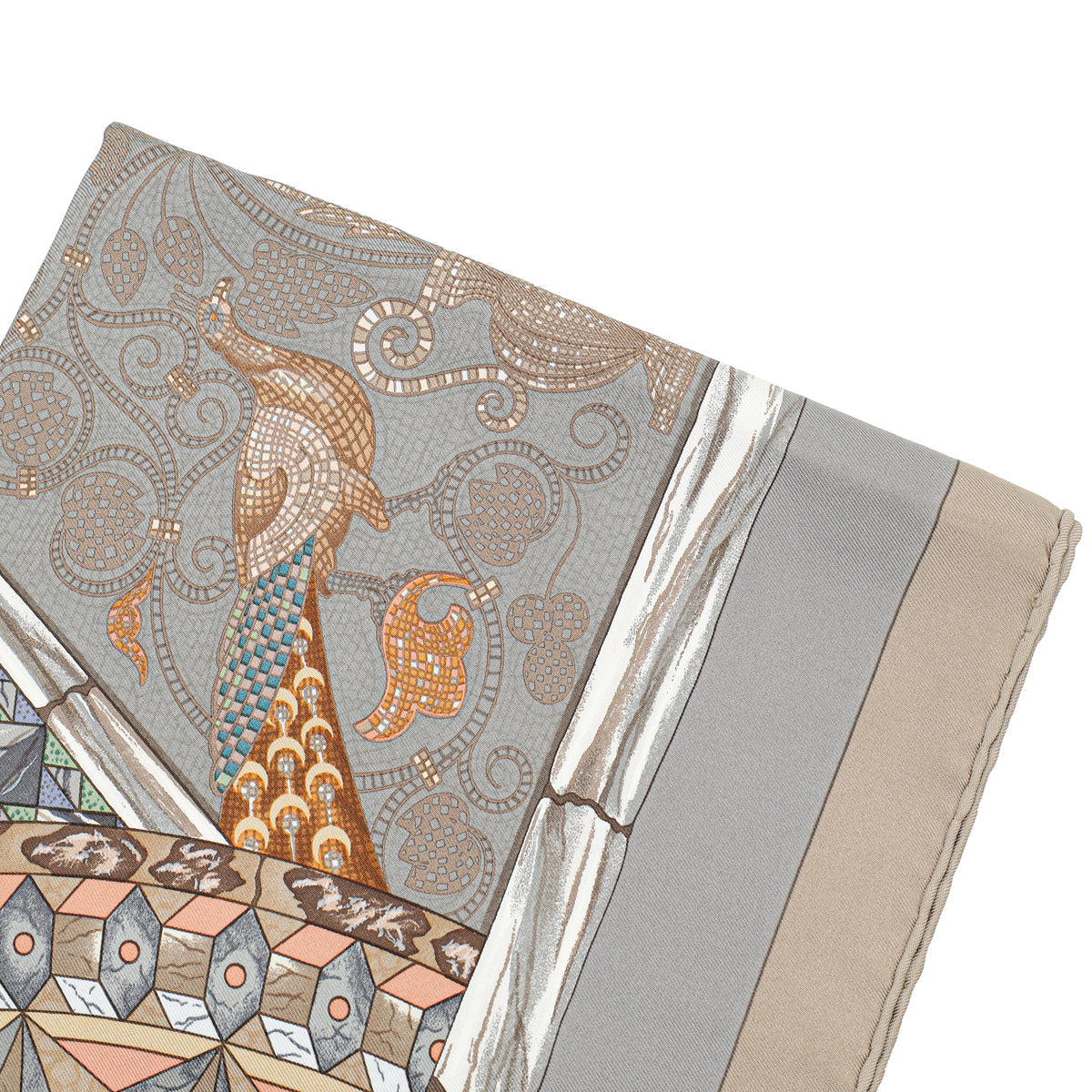 Hermes Grey Multicolor Silk Trophees de Venise Silk Scarf