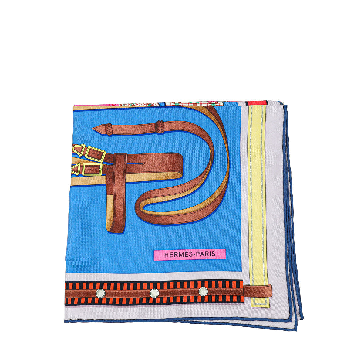Hermes Tricolor Lettres Equestre Silk 90 Scarf