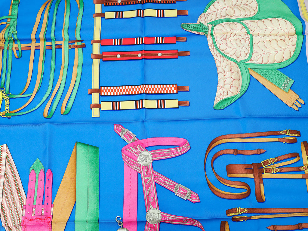 Hermes Tricolor Lettres Equestre Silk 90 Scarf