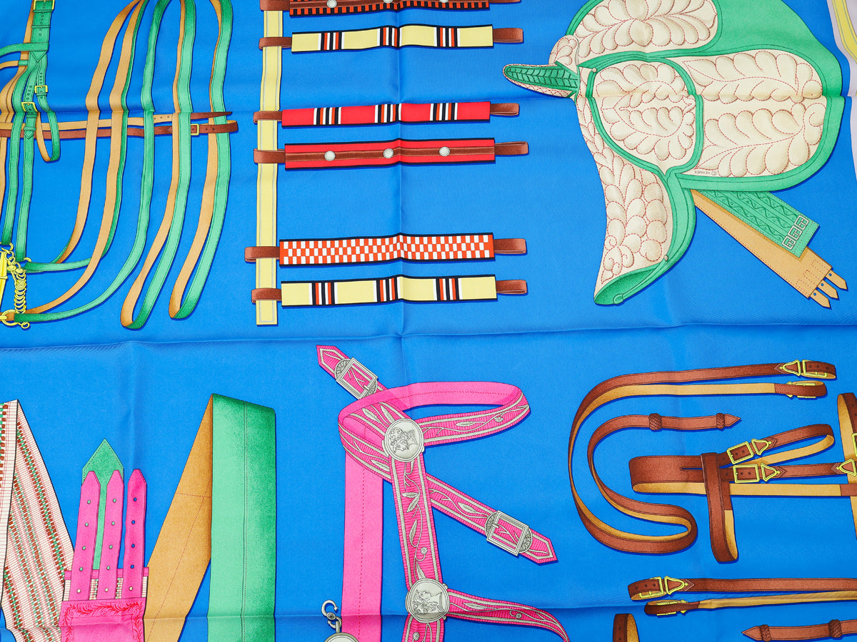 Hermes Tricolor Lettres Equestre Silk 90 Scarf