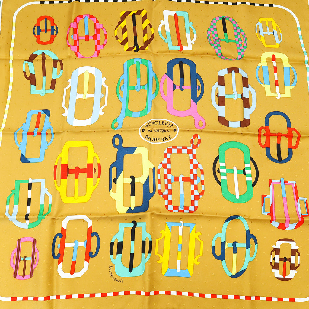 Hermes Tricolor Bouclerie Moderne Plumetis Silk 70 Scarf
