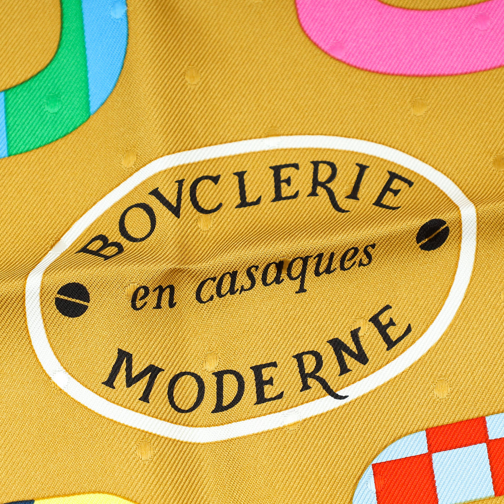 Hermes Tricolor Bouclerie Moderne Plumetis Silk 70 Scarf