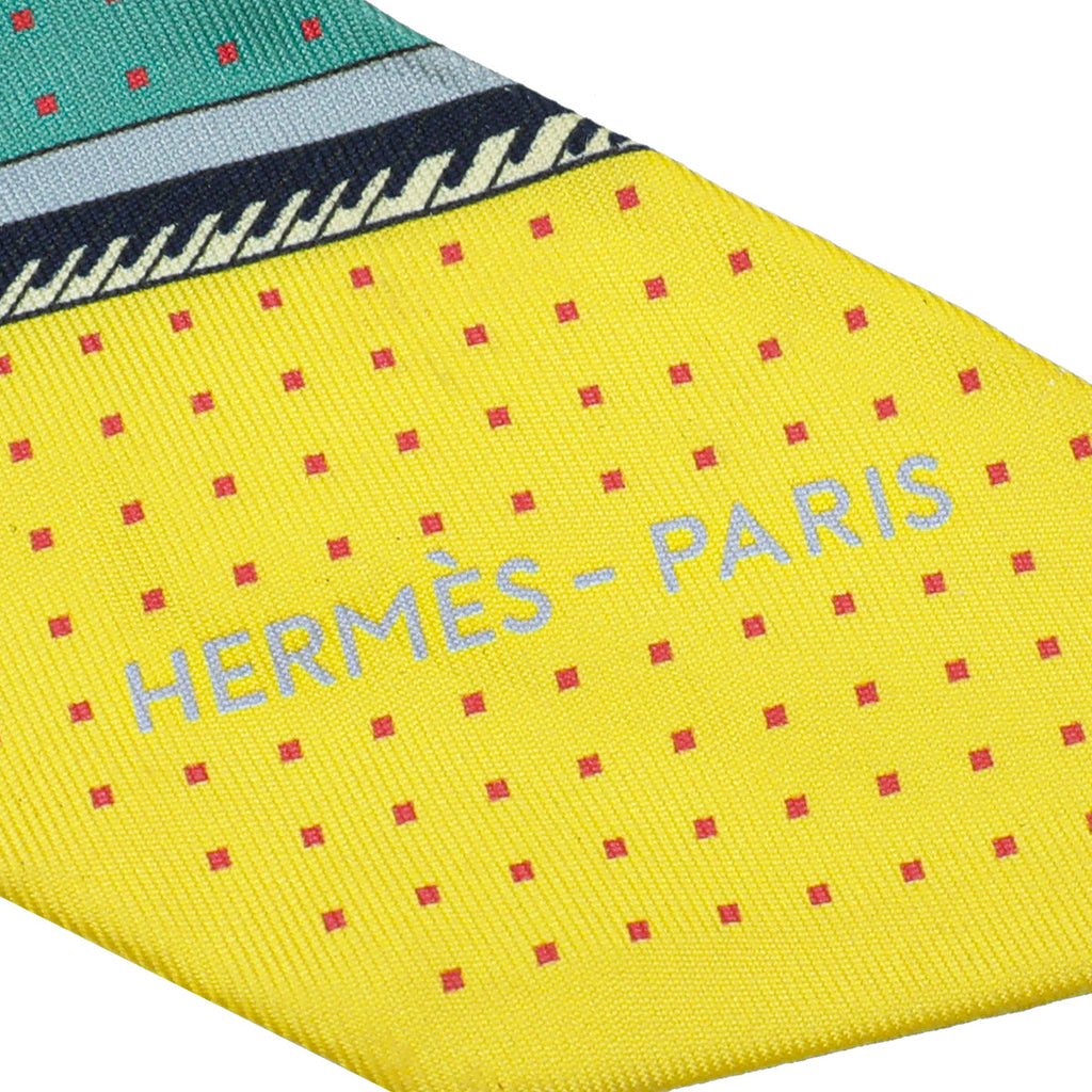 Hermes Multicolor Carriage Cannage Print Twilly
