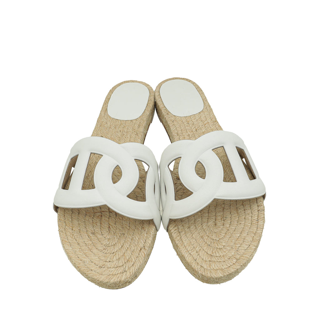 Hermes Blanc Famosa Espadrille 38