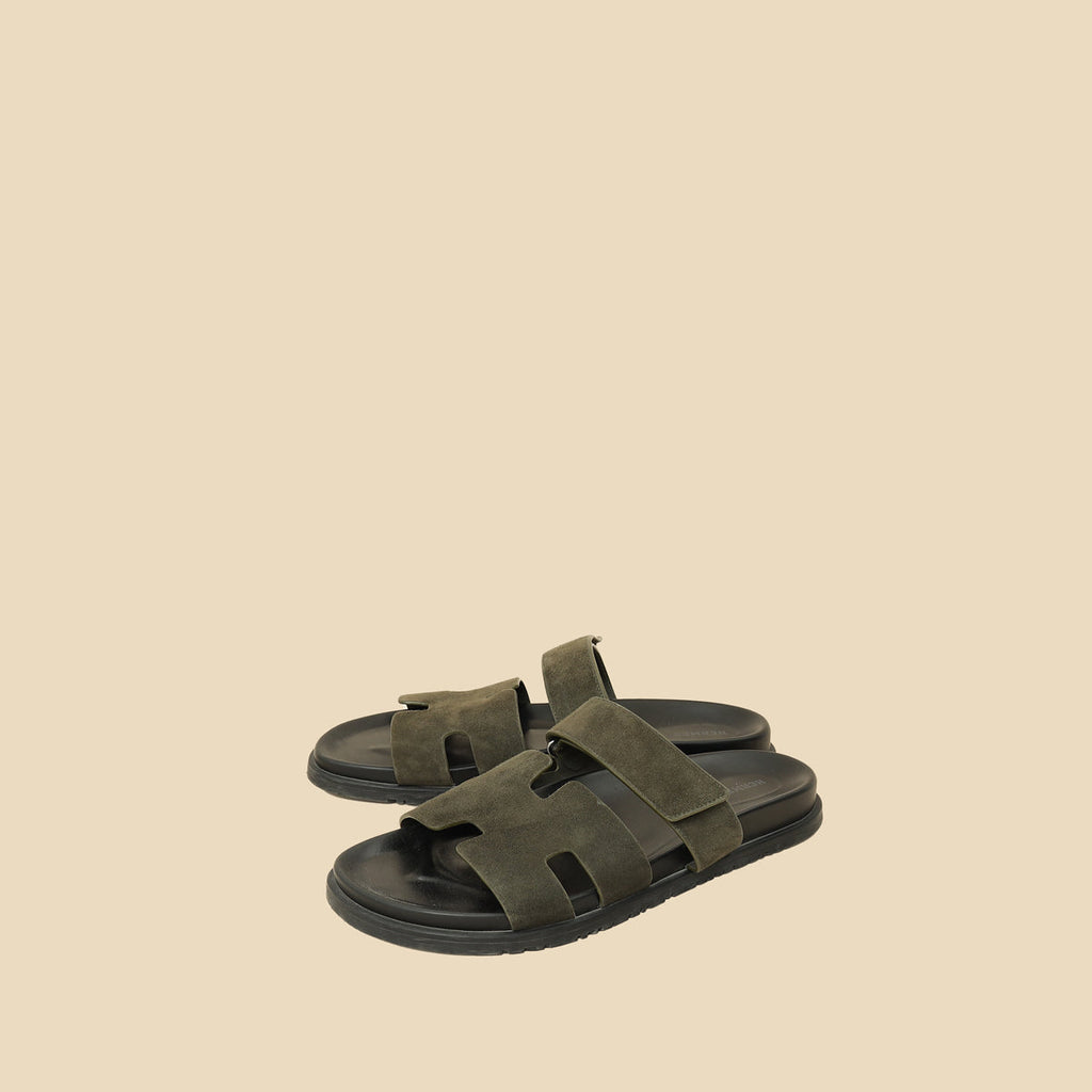 Hermes Vert Forêt Suede Chypre Sandals 45