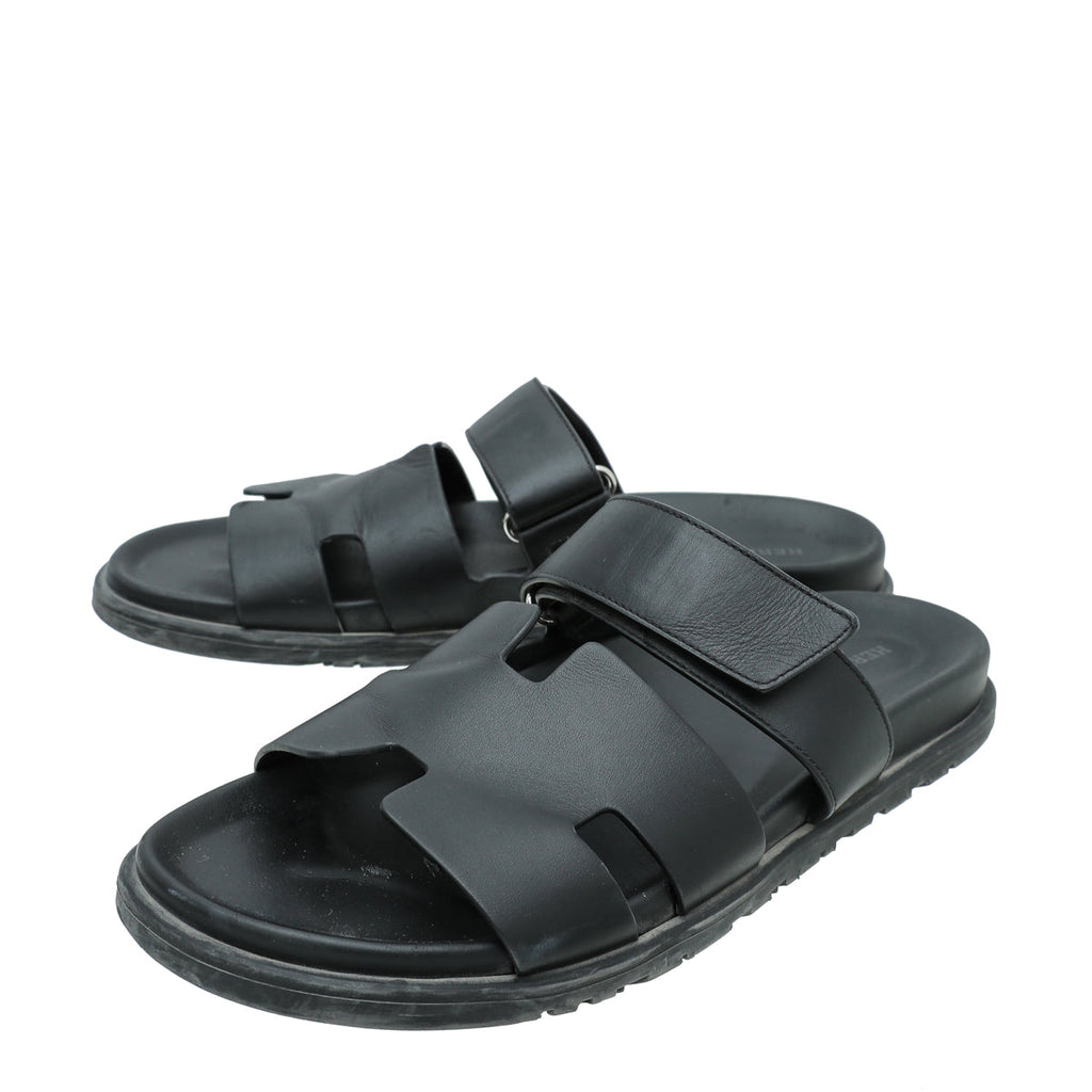 Hermes Noir Chypre Men's Sandal 42.5