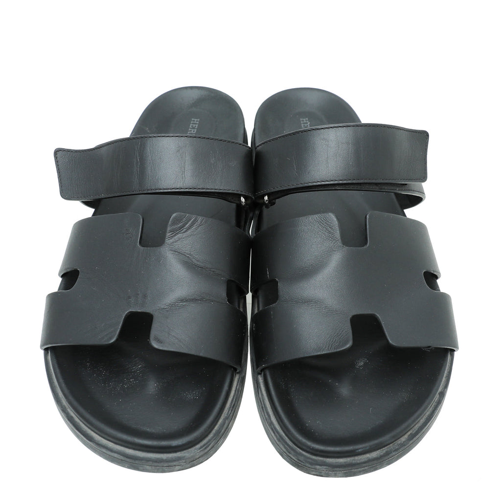Hermes Noir Chypre Men's Sandal 42.5