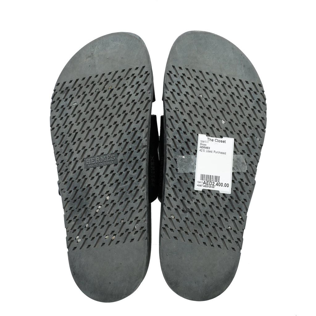Hermes Noir Chypre Men's Sandal 42.5