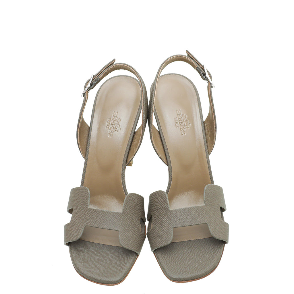 Hermes Gris Etain Premiere 105 Sandals 38