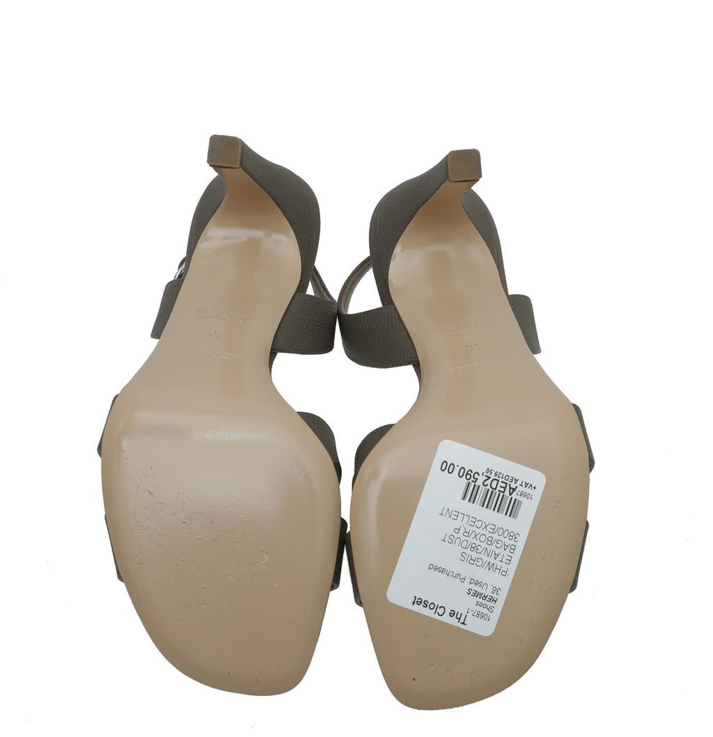 Hermes Gris Etain Premiere 105 Sandals 38