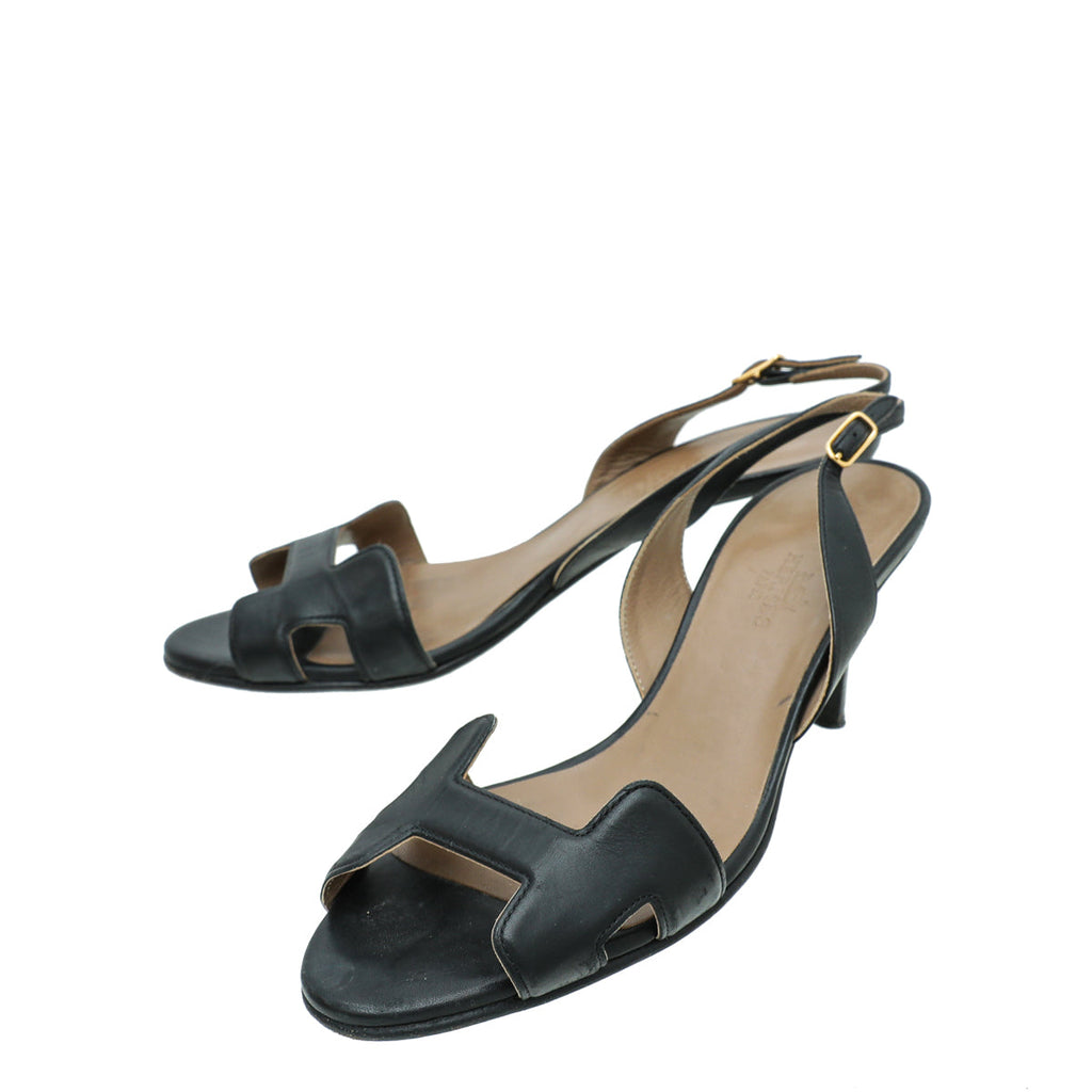 Hermes Noir Premiere 70 Sandals 37