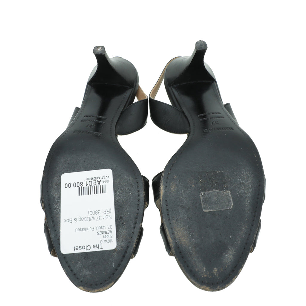 Hermes Noir Premiere 70 Sandals 37