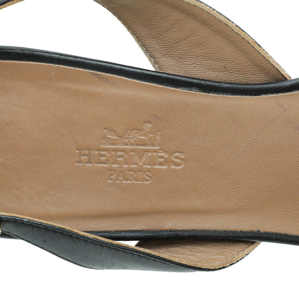 Hermes Noir Premiere 70 Sandals 37