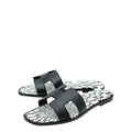 Hermes Noir Oran Print Sole Sandal 39