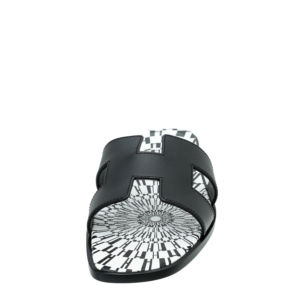 Hermes Noir Oran Print Sole Sandal 39