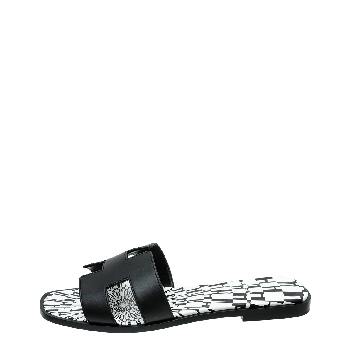 Hermes Noir Oran Print Sole Sandal 39
