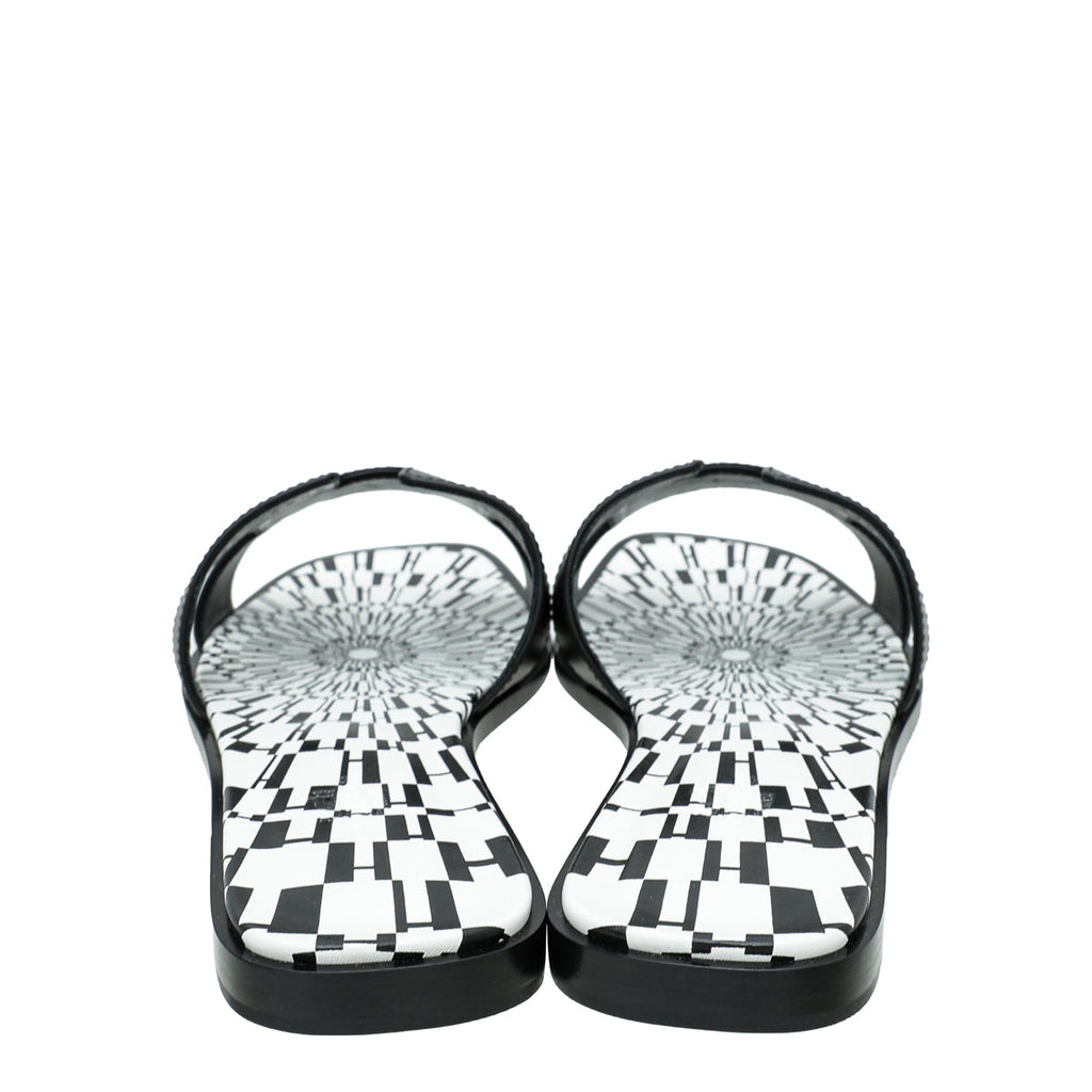 Hermes Noir Oran Print Sole Sandal 39