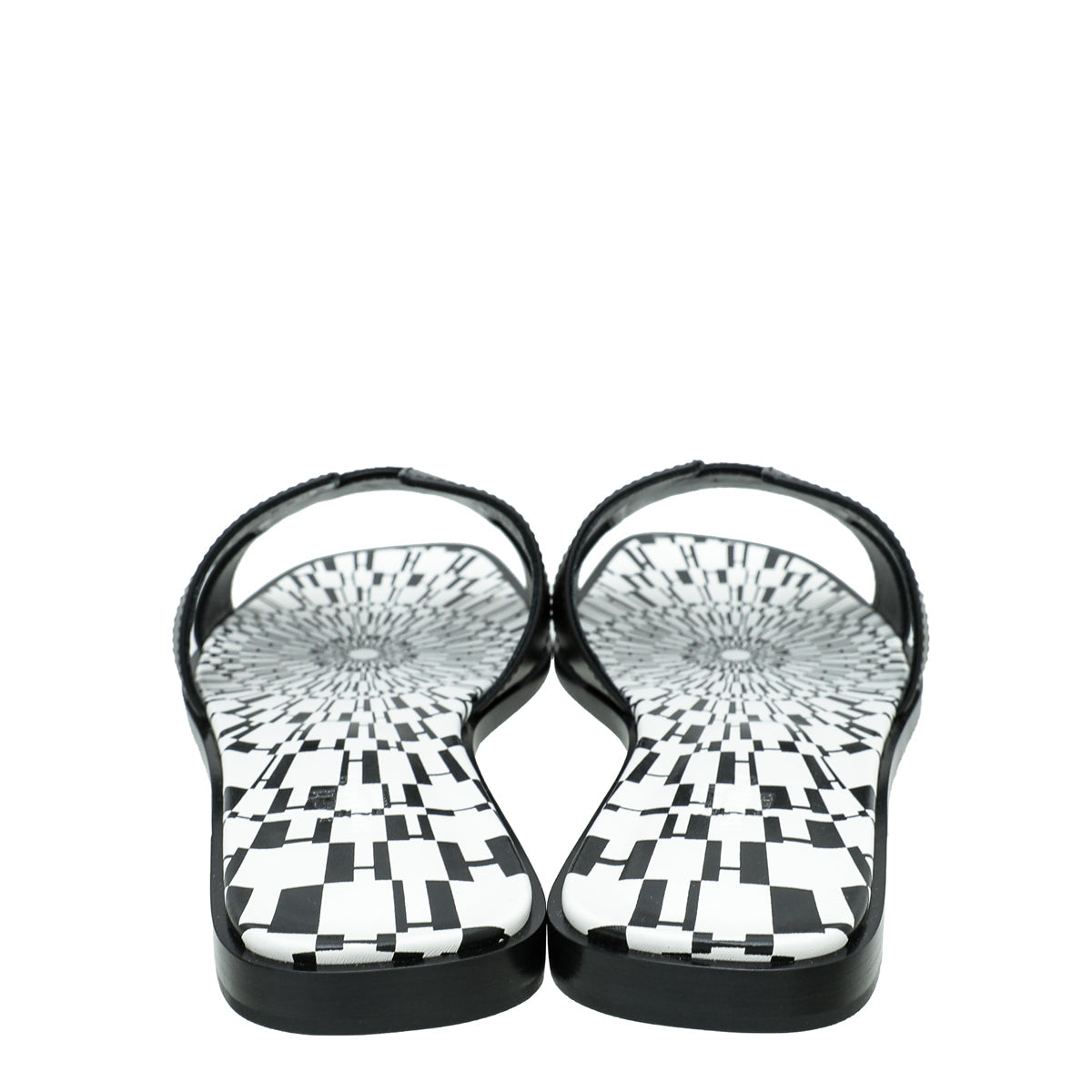 Hermes Noir Oran Print Sole Sandal 39