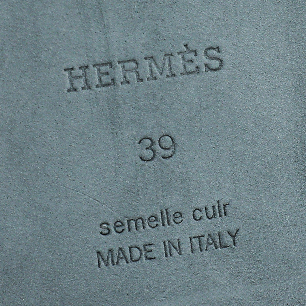 Hermes Noir Oran Print Sole Sandal 39
