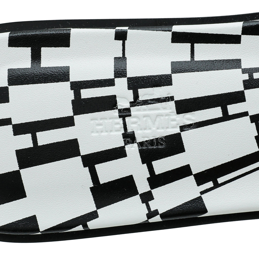 Hermes Noir Oran Print Sole Sandal 39