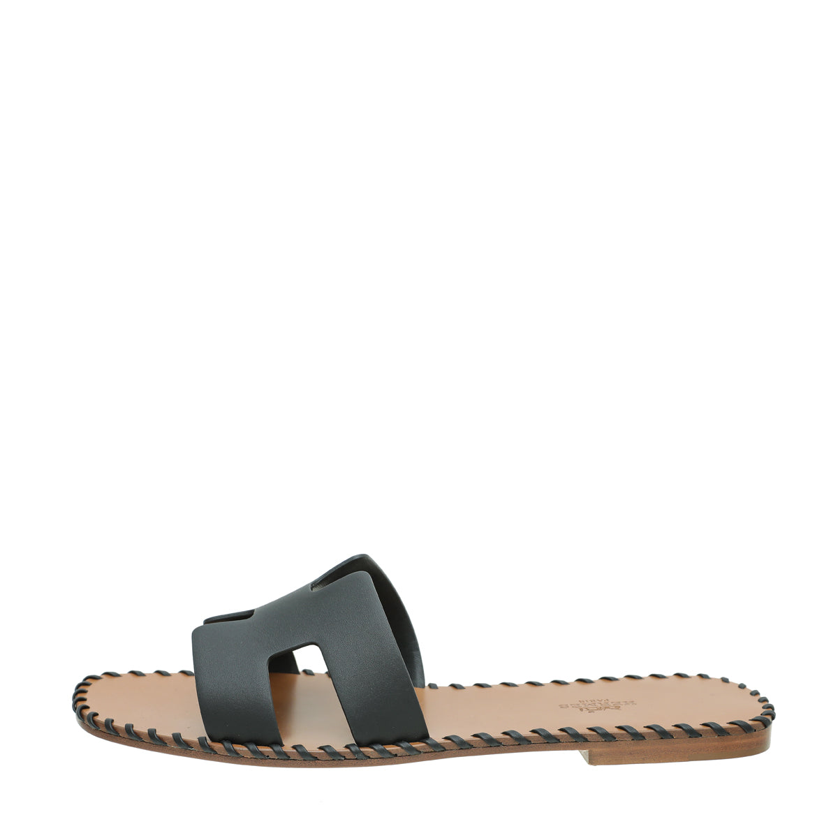 Hermes Noir Oran Braided Sole Edge Sandal 39
