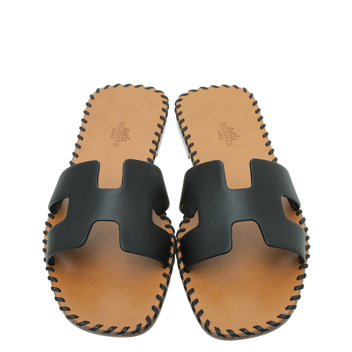 Hermes Noir Oran Braided Sole Edge Sandal 39