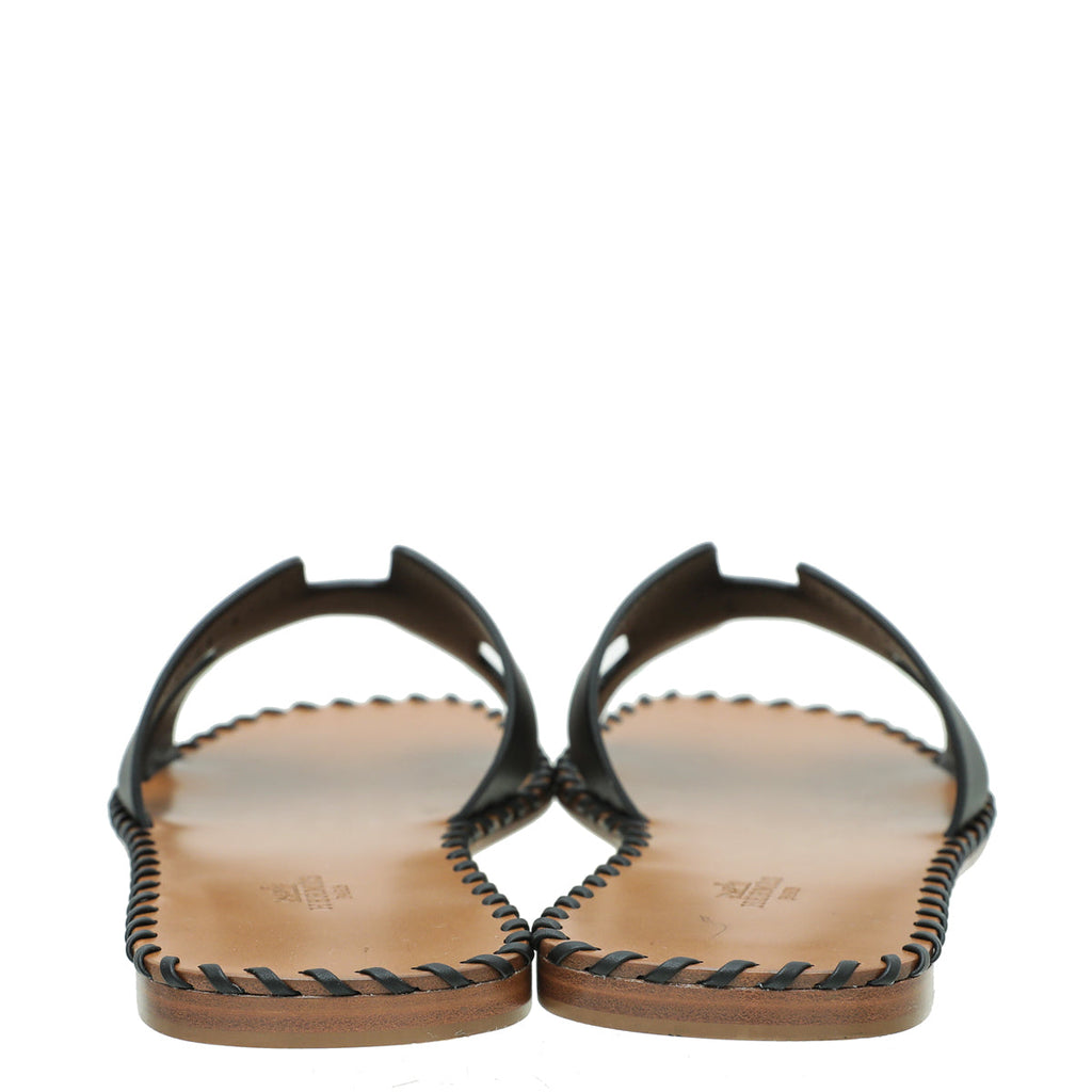 Hermes Noir Oran Braided Sole Edge Sandal 39