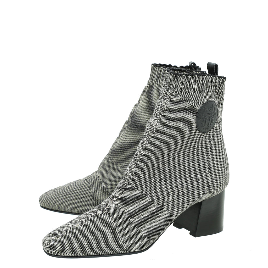 Hermes Bicolor Knit Volver 60 Ankle Boot 39