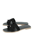 Hermes Black Suede Embossed Goatskin Oran Sandal 39