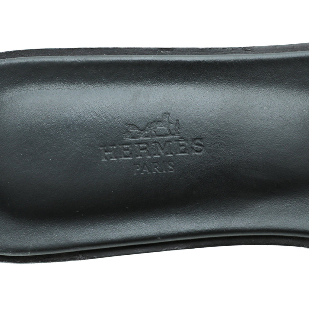 Hermes Noir Oran Sandals 38