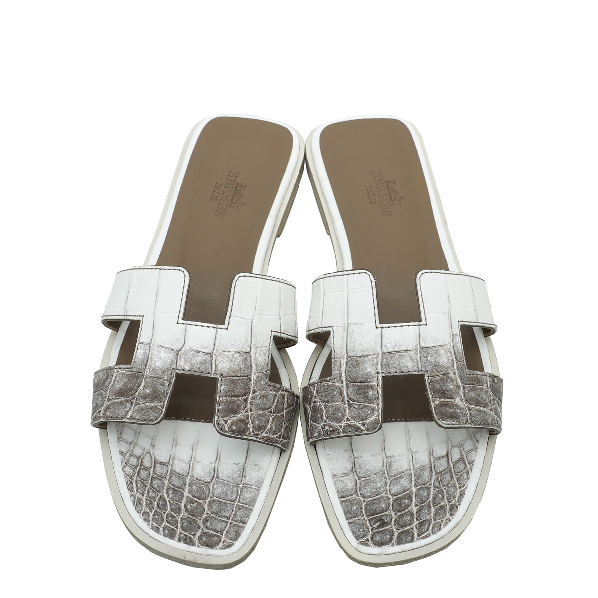 Hermes Blanc Crocodile Himalaya Matte Niloticus Oran Sandal 37