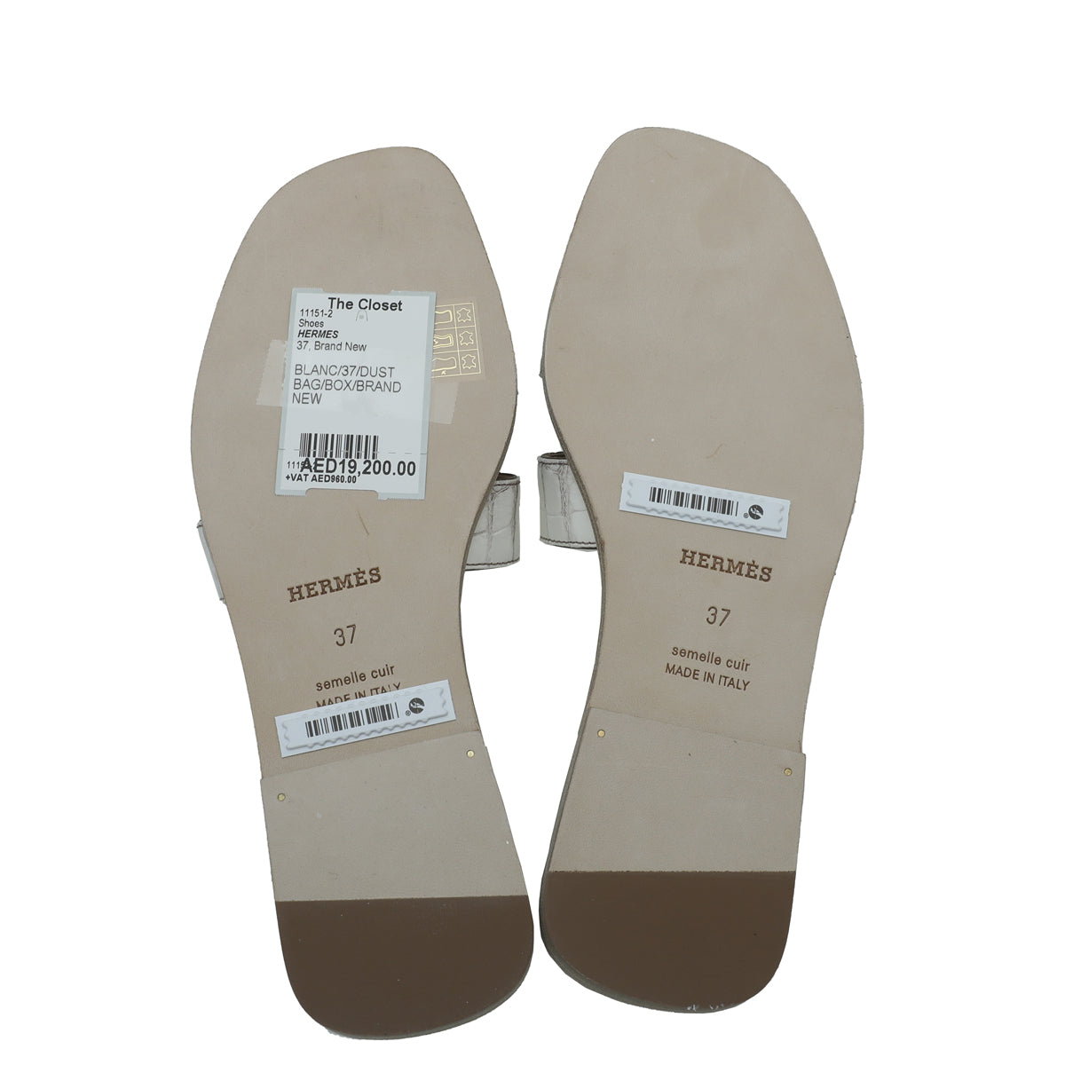 Hermes Blanc Crocodile Himalaya Matte Niloticus Oran Sandal 37
