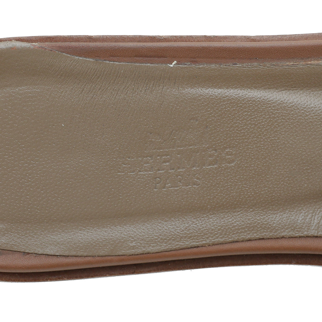 Hermes Gold Oran Stitched Detail Sandal 38.5
