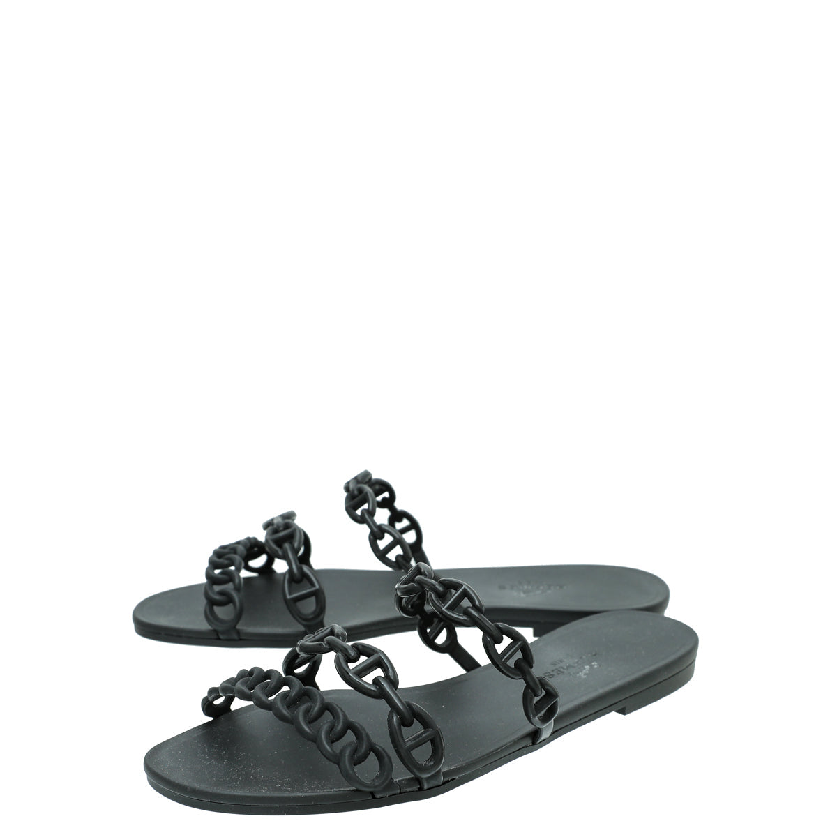 Hermes Black Chain D'Ancre Rivage Rubber Sandals 35
