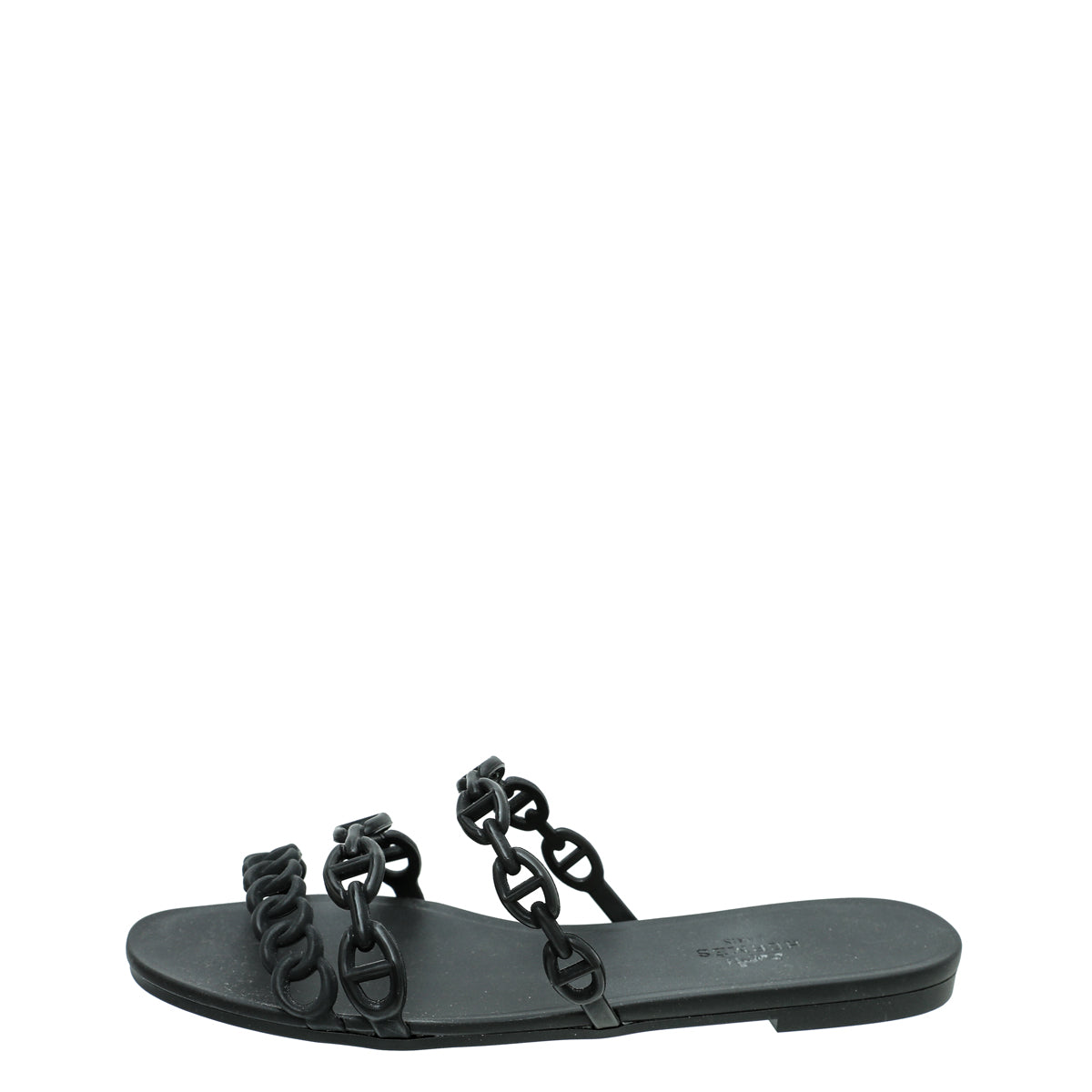 Hermes Black Chain D'Ancre Rivage Rubber Sandals 35