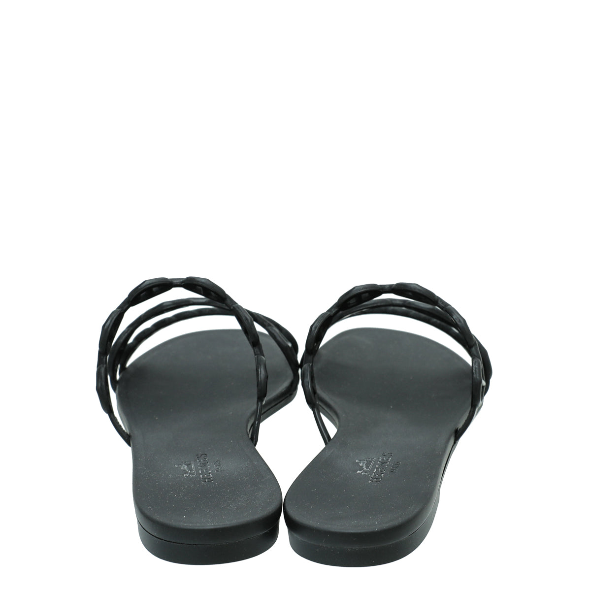 Hermes Black Chain D'Ancre Rivage Rubber Sandals 35