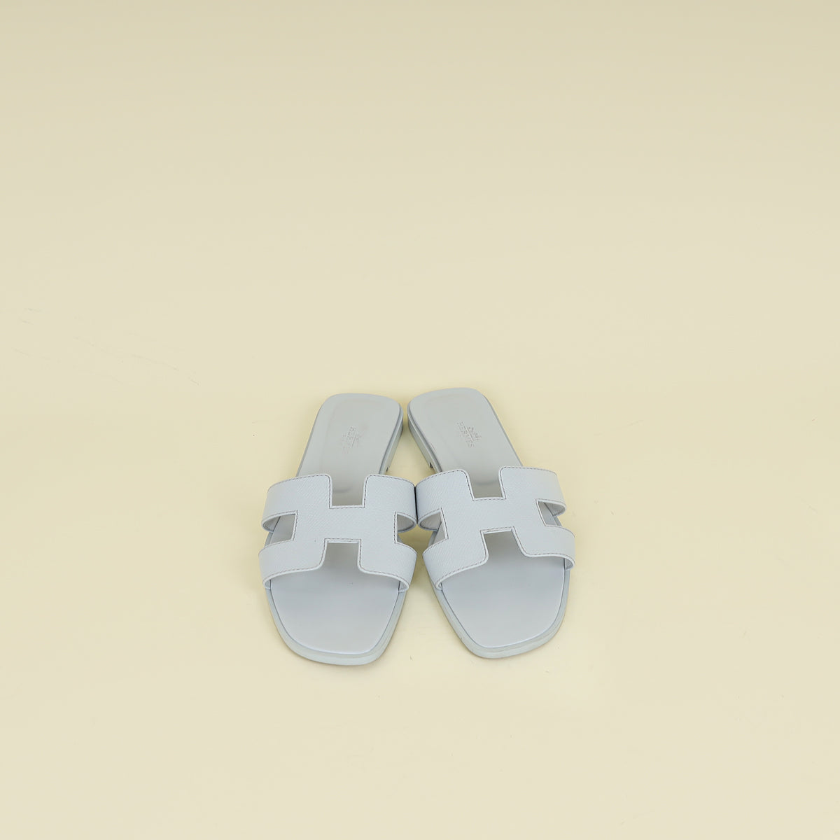 Hermes Bleu Glacier Oran Sandals 38.5