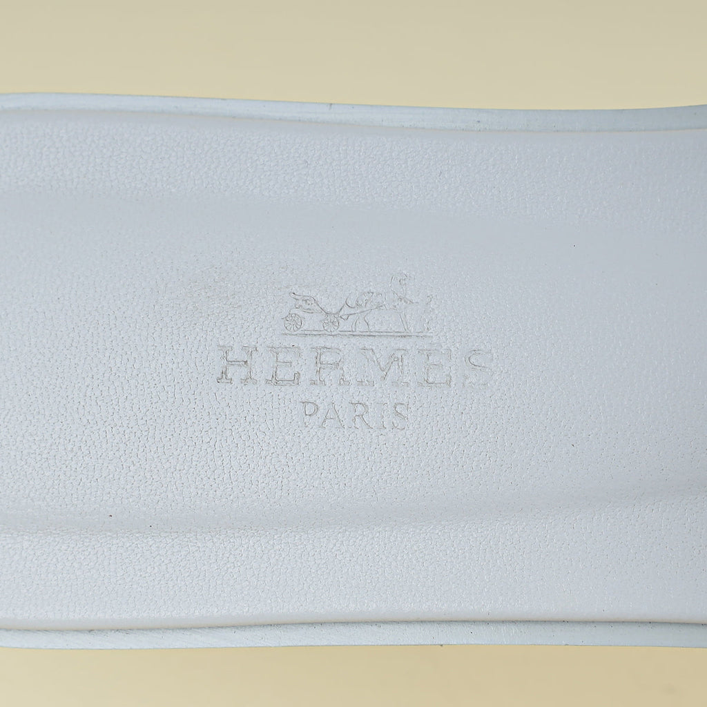 Hermes Bleu Glacier Oran Sandals 38.5