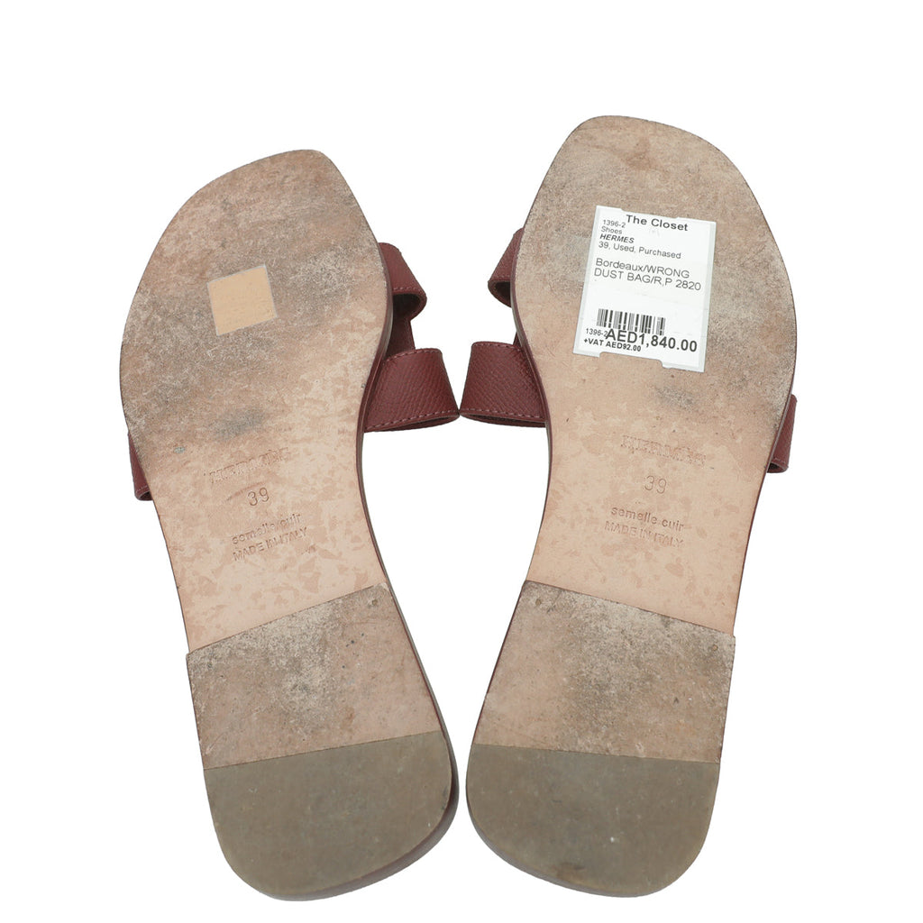 Hermes Bordeaux Oran Sandal 40
