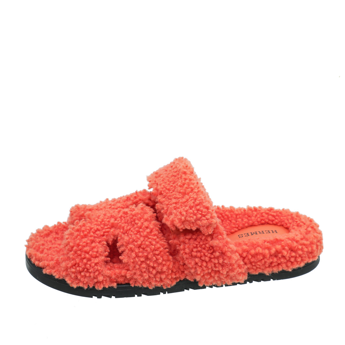 Hermes Orange Woolskin Chypre Sandal 38