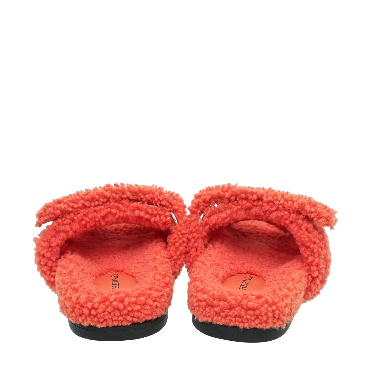 Hermes Orange Woolskin Chypre Sandal 38