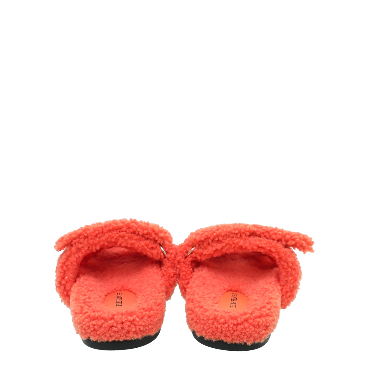 Hermes Orange Woolskin Chypre Sandals 36