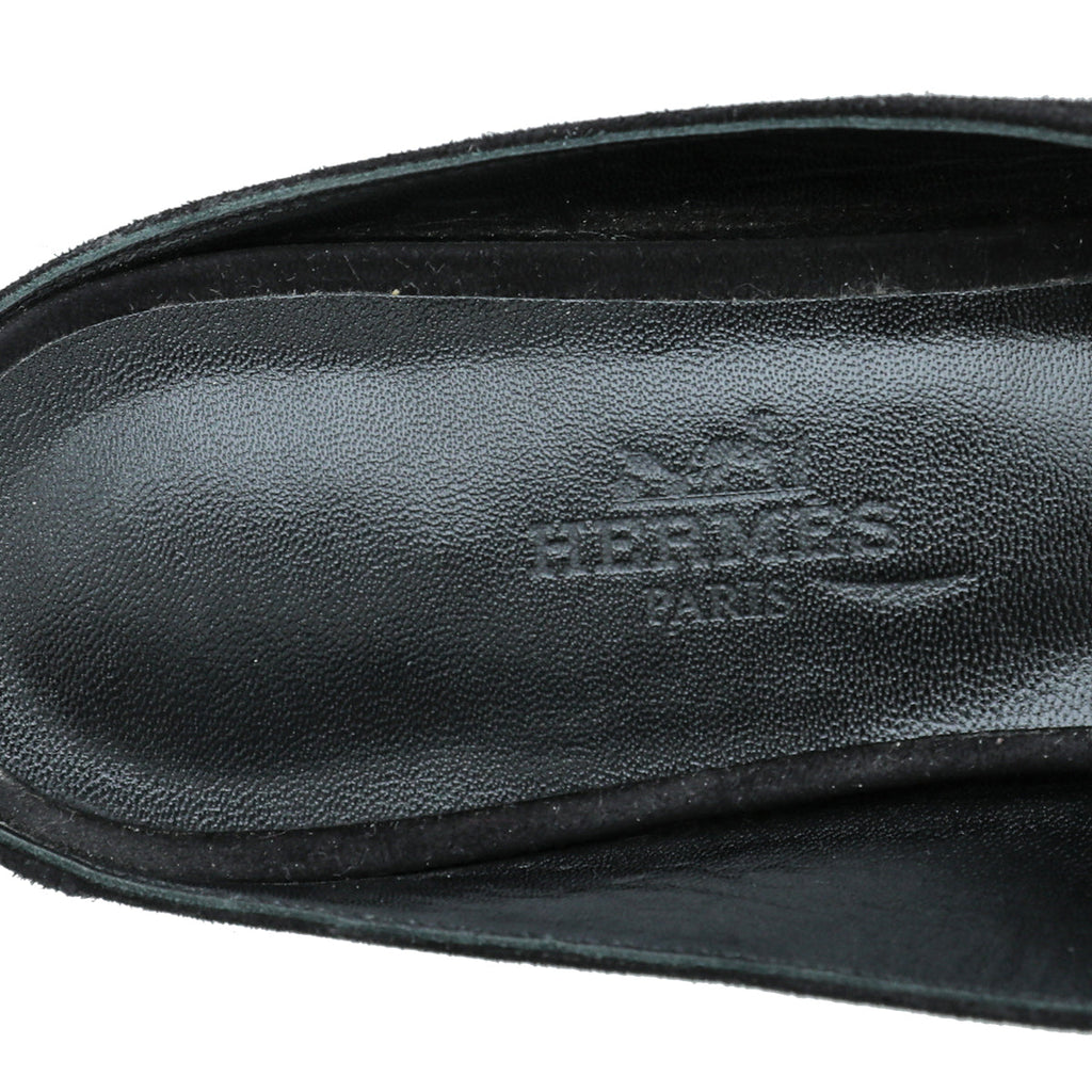 Hermes Black Suede Crystal Beads Roxane Mules 36