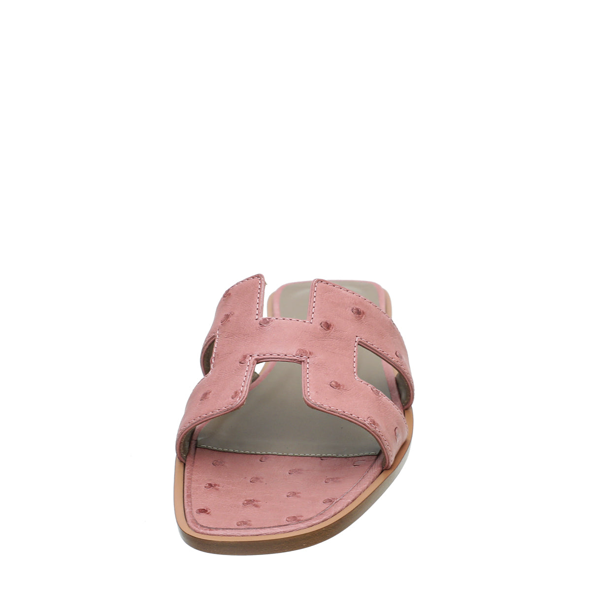 Hermes Rouge Blush Ostrich Oran Sandal 38