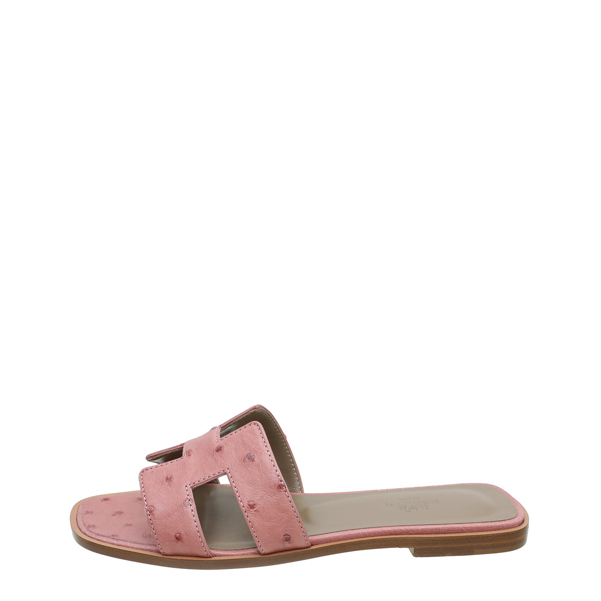 Hermes Rouge Blush Ostrich Oran Sandal 38