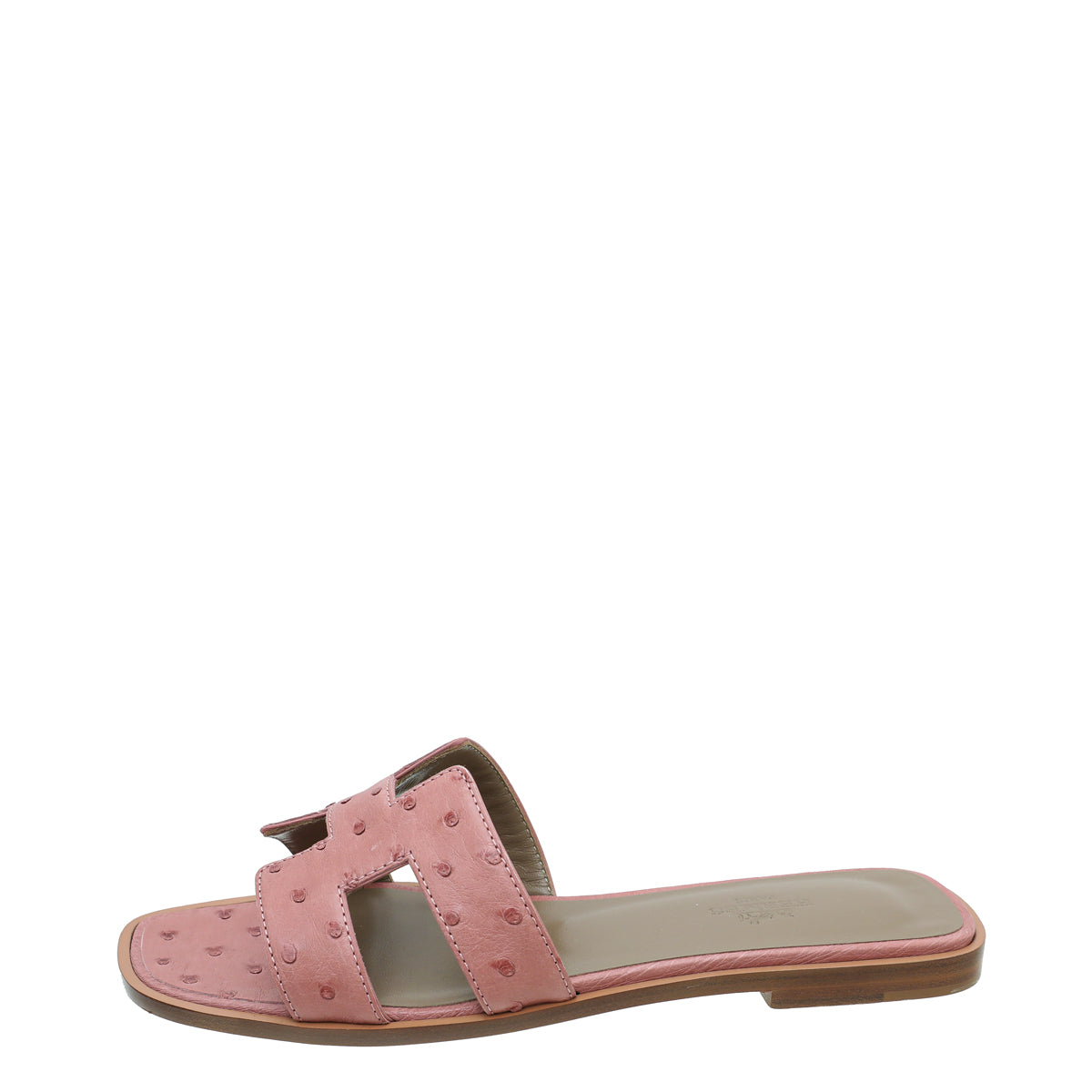 Hermes Rouge Blush Ostrich Oran Sandal 37.5