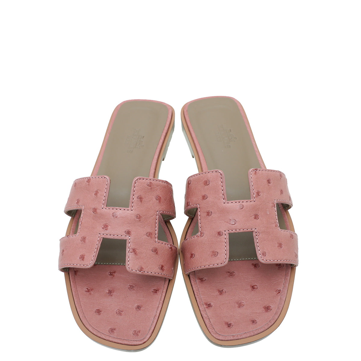 Hermes Rouge Blush Ostrich Oran Sandal 37.5