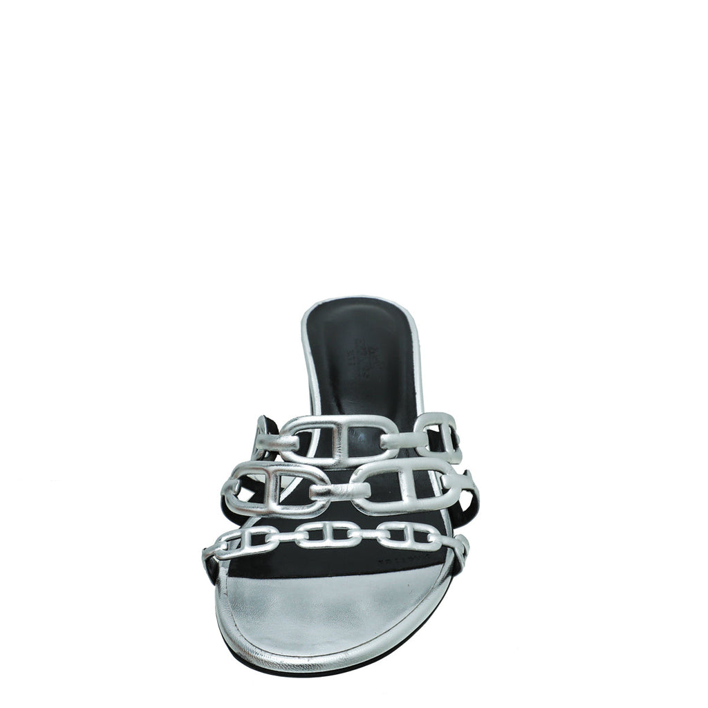 Hermes Gris Argente Tandem Sandal 39