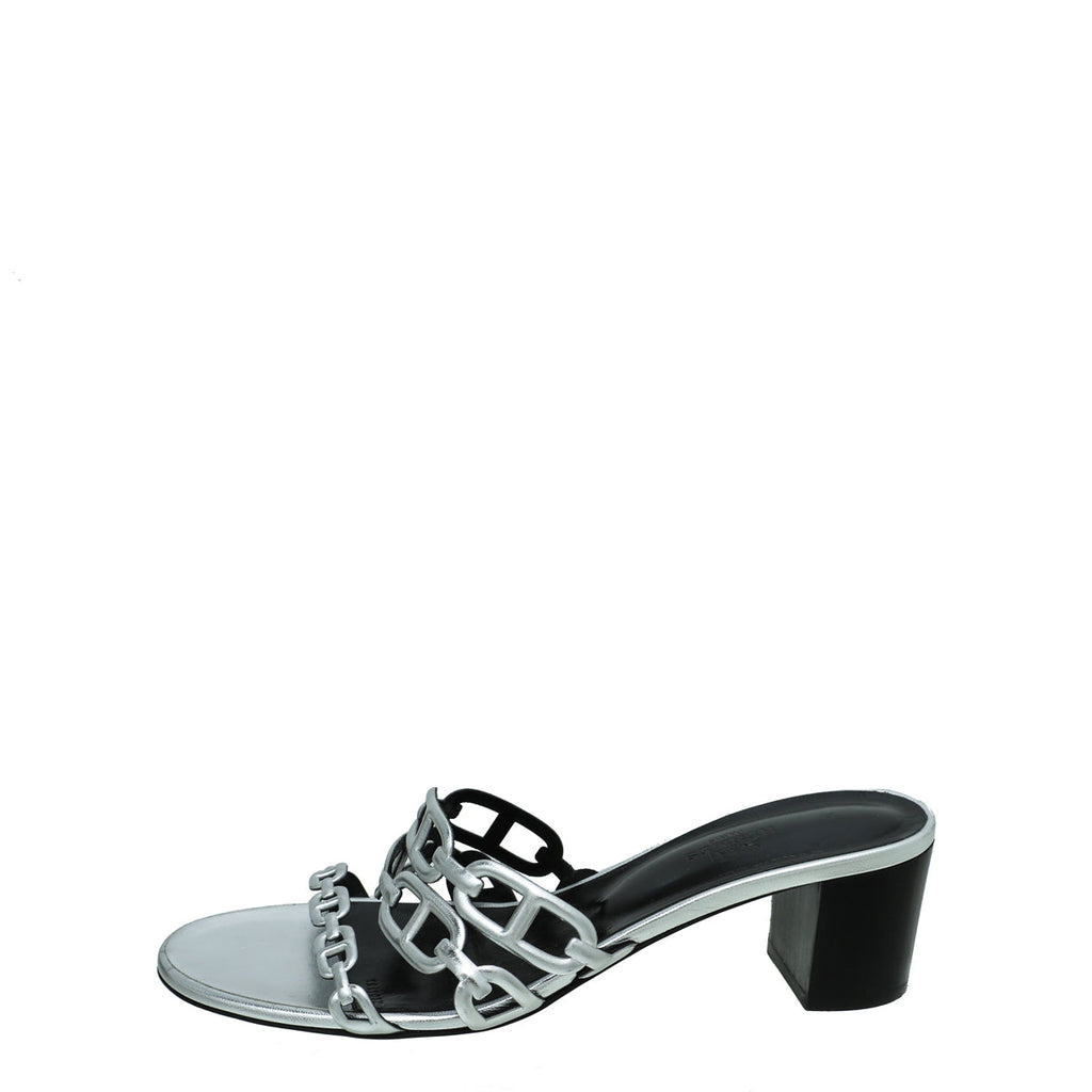 Hermes Gris Argente Tandem Sandal 39