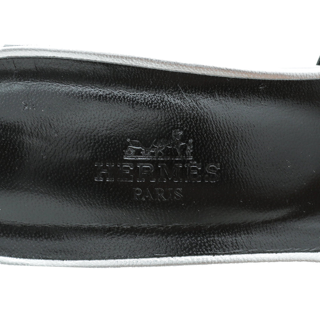 Hermes Gris Argente Tandem Sandal 39
